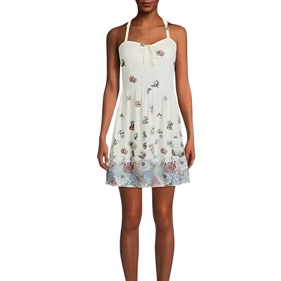 No Boundaries Sundress Empire Lace Back and Halter Straps Floral Junior L NWT - Picture 3 of 9